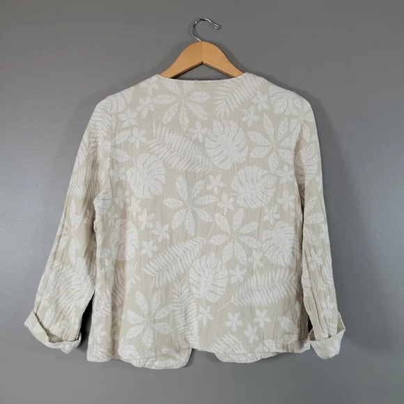 Tahari Linen Blend Tropical Print Blazer Size M - Picture 2 of 5